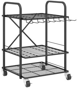 Outsunny Organizator de unelte de grădină, suport pentru unelte de grădină cu 40 compartimente pe 2 niveluri cu roți 57 x 48 x 70 cm negru | Aosom Romania