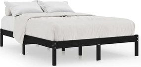 vidaXL Cadru de pat, negru, 200x200 cm, lemn masiv de pin