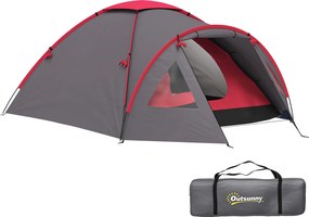Outsunny Cort de camping pentru 2 persoane, ușor, stabil, rezistent la apă, UV 50+ cu verandă, ușă, ferestre, podea Gri | Aosom Romania