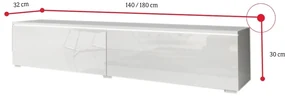 Supermobel Comoda TV LOWBOARD D 180, 180x30x32, stejar wotan/alb luciu