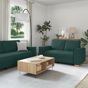 vidaXL Set canapea, 3 piese, perne verde închis, textil
