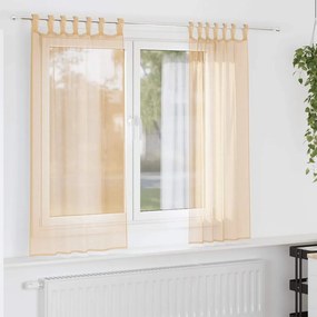 vidaXL Perdele Voile cu buzunare pentru bare 2 buc Nisip