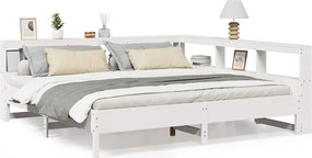 vidaXL Pat cu bibliotecă fără saltea, 180x200 cm, lemn masiv de pin