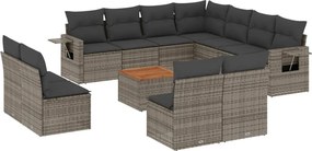 vidaXL Set canapea de grădină cu perne, 12 piese, gri, poliratan