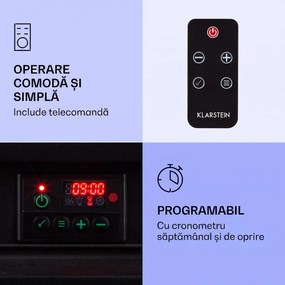 Klarstein Șemineu electric Etna 1800 W Cronometru săptămânal Telecomandă LED
