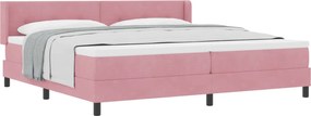 vidaXL Pat cu arcuri cu saltea cu headboard Roz 200 x 200 cm Catifea