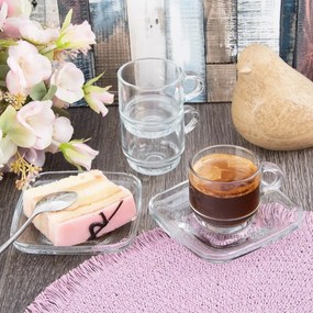 Orion Set de căni din sticlă cu farfurioară Cozy 6bucăți, 0,091 ml, 91 ml
