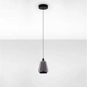 Pendul LED modern, Metal, Sticla, Fumuriu, ALISH