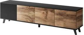Comoda TV RANDOM, stejar wotan/negru, PAL furniruit, 200x40x52 cm