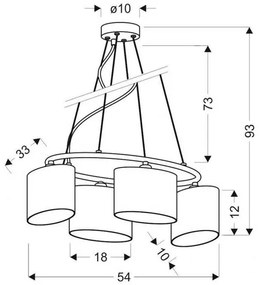 Lustră pe cablu BAN 4xE14/40W/230V