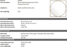 Oglinda decorativa LUX Montauk, alama antica 90x90cm 116032 HZ