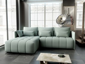 Colțar extensibil dumonde cu ladă de depozitare si sezut confortabil din spuma high-density, Malta Enjoy Mint 235x185 cm