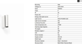 Aplica cu reader LED directionabil stil minimalist CRONOS alb