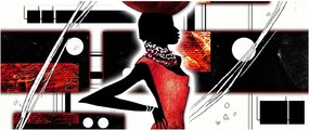 Tablou picuturii cu damă străveche (120x50 cm)