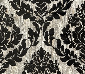 Tapet Faversham, Charcoal Black Luxury Flock, 1838 Wallcoverings, 5.3mp / rola