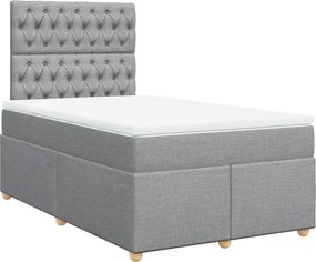 vidaXL Pat box spring cu saltea, gri deschis, 120x190 cm, textil