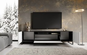 Comodă TV NOEMI Stand – 200x41x53 cm – Alb / Negru