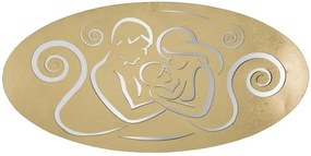 Decoratiune metalica de perete, Happy Family Auriu, l120xA2xH60 cm