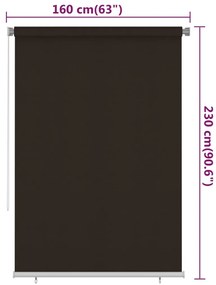 Jaluzea tip rulou de exterior, maro, 160x230 cm, HDPE Maro, 160 x 230 cm