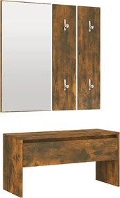 vidaXL Set de mobilier pentru hol, stejar fumuriu, lemn prelucrat