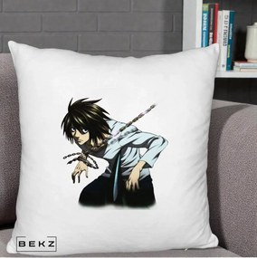 Perna Personalizata Death Note L Lawliet Lanturi, 40x40 cm, Alb Pufos, Husa Detasabila, Perna Inclusa, BEKZ®
