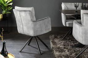 Set 2 scaune pivotante Big George, catifea/ tesatura gri