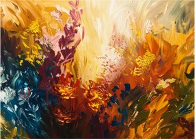 Tablou pe sticlă - pictură abstractă de flori (70x50 cm)