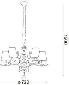 Lustră pe lanț Ideal Lux PEGASO 5xE14/28W/230V d. 72 cm auriu