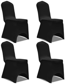 Husa de scaun elastica, 4 buc., negru 4, Negru