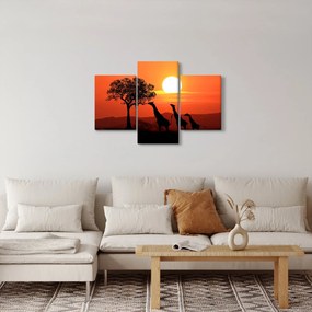 Tablou cu girafe în apus de soare (90x60 cm)