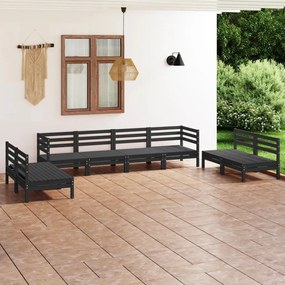 3082576 vidaXL Set mobilier de grădină, 8 piese, negru, lemn masiv de pin