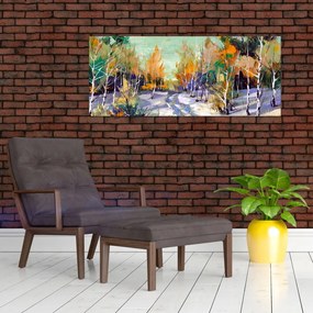 Tablou - Drum înzăpezit prin pădure (120x50 cm)