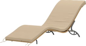 Outsunny Șezlong din poliratan, șezlong de grădină cu pernă, rezistent la intemperii, capacitate 120 kg, 166 x 63 x 76 cm, Bej | Aosom Romania