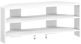 HOMCOM Comodă TV de Colț 47" max cu 2 Rafturi Deschise din Lemn Alb | Aosom Romania