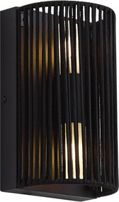 Lampă de perete Japandi neagră cu frânghie IP44 - Jayla