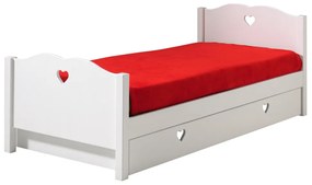 Set AMORI în alb format dintr-un Pat copii (90 x 200 cm) și un sertar de Pat copii.