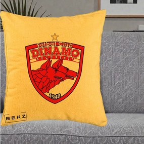 Perna Personalizata FC Dinamo Bucuresti 1948 Fotbal, 40x40 cm, Galben, Husa Detasabila, Perna Inclusa, BEKZ®