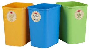 Set 3 coșuri de gunoi pentru sortarea deșeurilor Curver ECO, 25 l