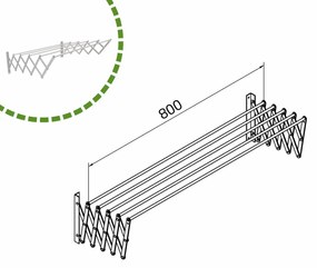 Uscator retractabil pentru rufe, L=800 | 1000 mm, finisaj aluminiu (Lungime: 800 mm)
