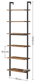 Etajera Multifunctionala Tip Scara, Maro / Negru, PAL Melaminat, Vasagle, LLS103B01