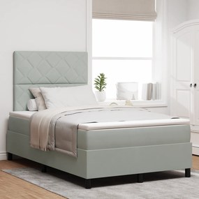 vidaXL Pat box spring cu saltea &amp; LED, gri deschis, 120x200 cm catifea