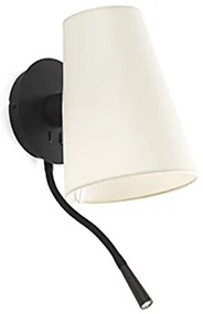 Aplica cu reader LED moderna design elegant LUPE negru/bej