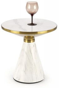 Masa de cafea Talbi marmura alba/alb/auriu ø50/h52 cm