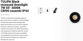 Spot LED incastrabil TULIPA Black recessed downlight 7W 55° 3000K CRI90 casambi IP44