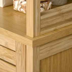 Kleankin Turn Mobilier Baie, Spațiu Depozitare Vertical, Lemn, 34x30x173cm, Design Compact | Aosom Romania