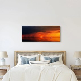 Tabloul apusului de soare cu barca (120x50 cm)