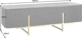 Comoda TV lemn de mango fronturi canelate GATSBY 160cm negru