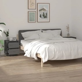 813320 vidaXL Noptiere, 2 buc., gri, 40x35x50 cm, lemn masiv de pin