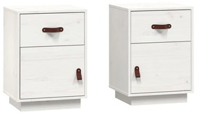 818308 vidaXL Noptiere, 2 buc., alb, 40x34x55 cm, lemn masiv de pin