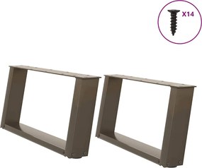 vidaXL Picioare pentru măsuță de cafea în formă de U, 2 buc., oțel natural, 60 x (30-31) cm